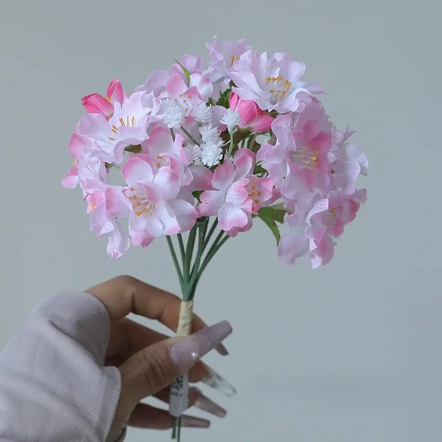 5 uds flores de simulación ramo de flor de cerezo decoración de dormitorio flor falsa de seda flores de melocotón artificiales decoración de balcón 8