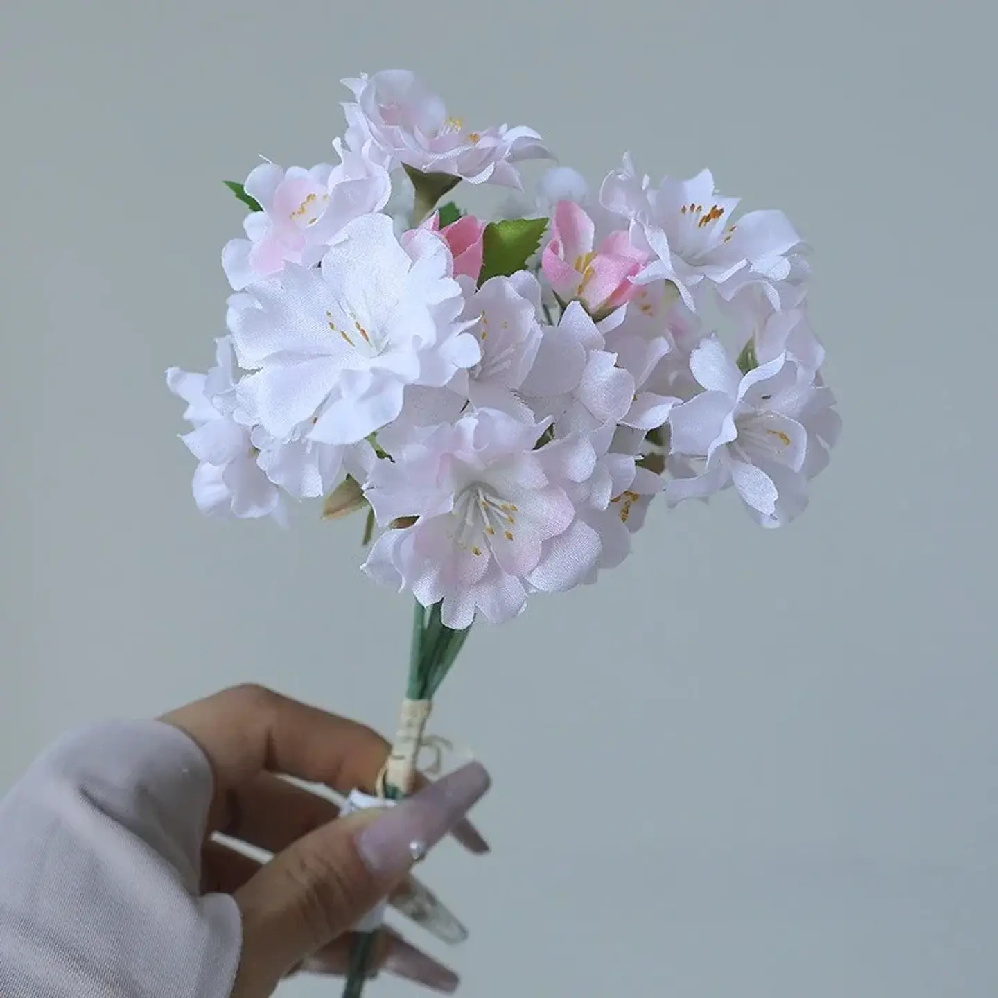 5 uds flores de simulación ramo de flor de cerezo decoración de dormitorio flor falsa de seda flores de melocotón artificiales decoración de balcón 9