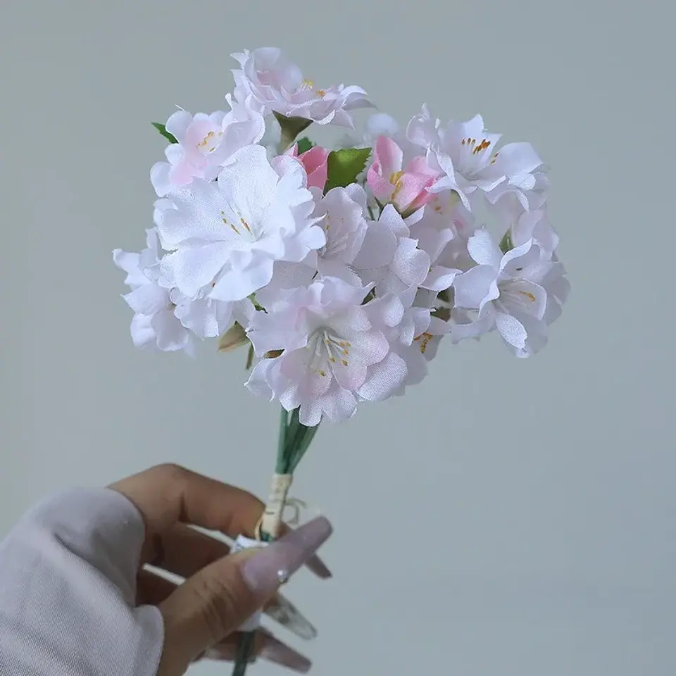 5 uds flores de simulación ramo de flor de cerezo decoración de dormitorio flor falsa de seda flores de melocotón artificiales decoración de balcón 9