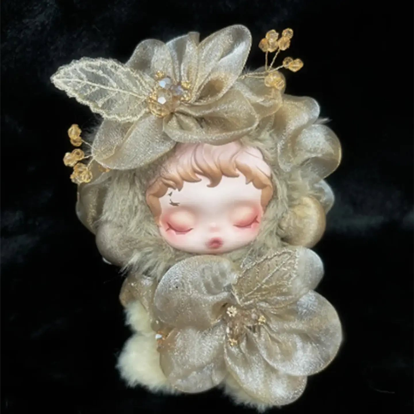 Ropa de bebé estilo Skullpanda, conjunto de anillos para el pelo, tejido ligero para jardín, niebla de piscina transparente, accesorios exquisitos de madera Mu para recién nacido 10