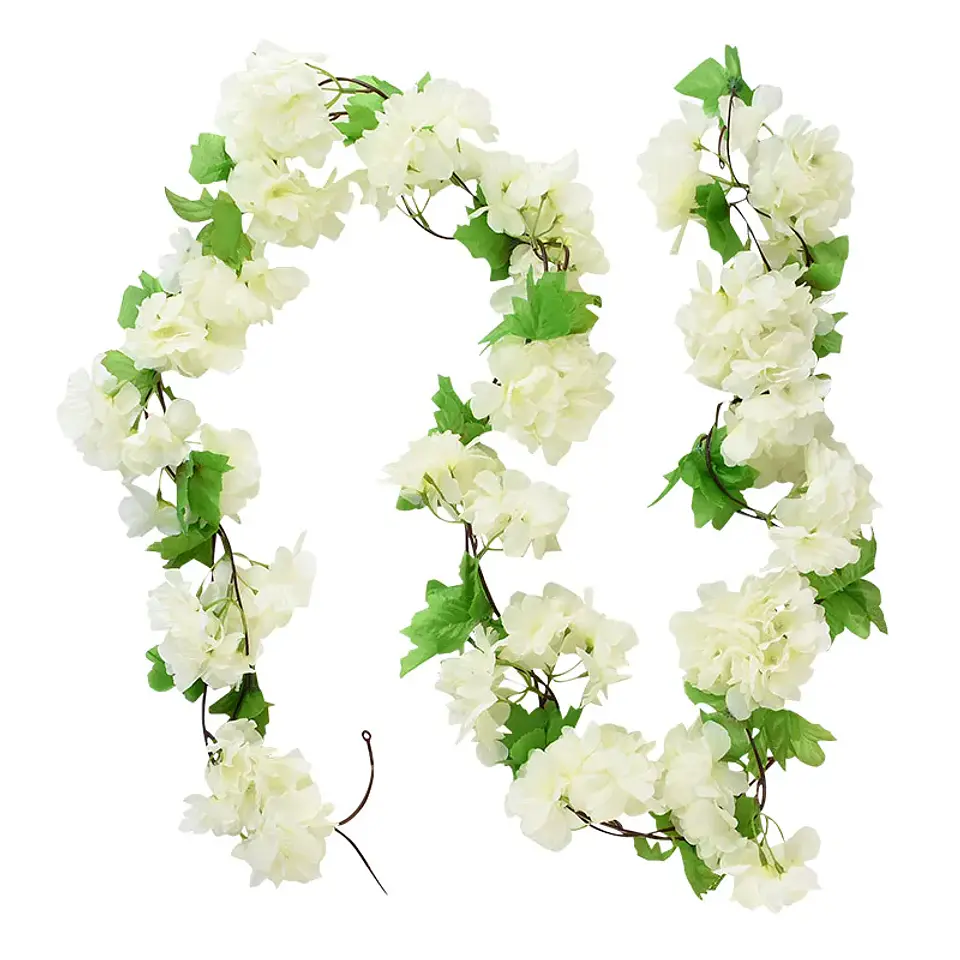 Flores de cerezo artificiales de 2,2 m, enredaderas, flores de seda, guirnalda colgante de ratán Sakura, decoración del jardín del hogar para fiesta de boda 11