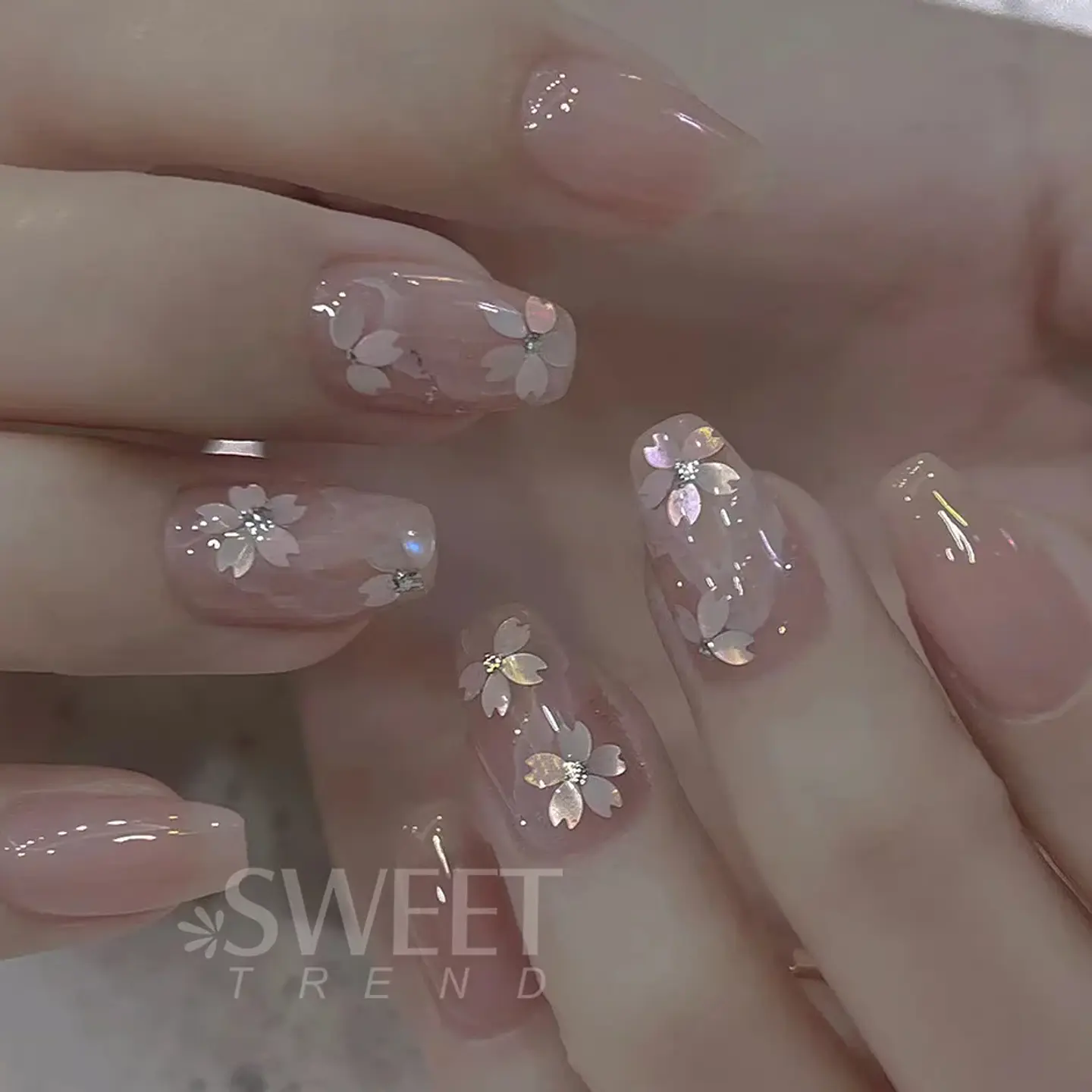 6 rejillas Sakura flor pétalo Chip lentejuelas para uñas flores de cerezo pegatinas brillantes primavera decoración holográfica japonesa escamas SAS128 14