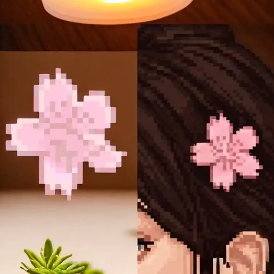 Horquilla bonita de flor de cerezo pixelada rosa para primavera, horquilla femenina de flor dulce para flequillo o adorno lateral para el cabello 13