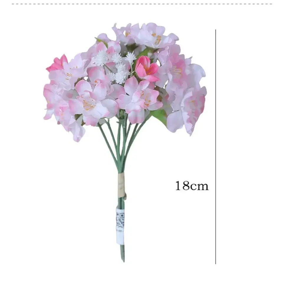 5 uds flores de simulación ramo de flor de cerezo decoración de dormitorio flor falsa de seda flores de melocotón artificiales decoración de balcón 12