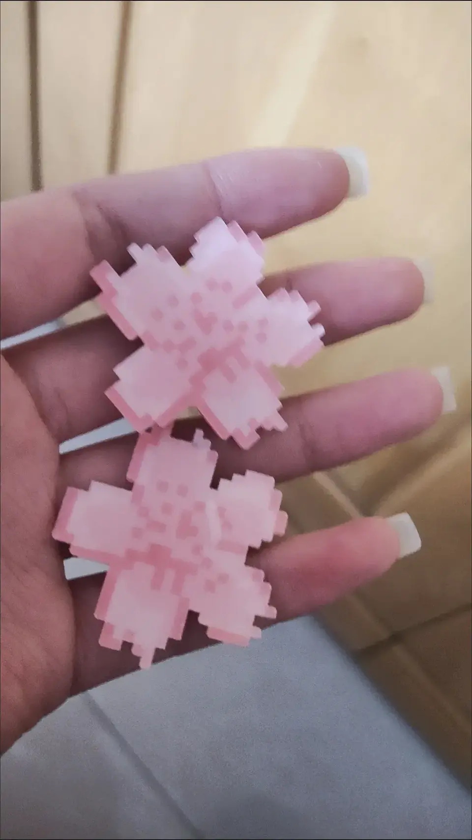 Horquilla bonita de flor de cerezo pixelada rosa para primavera, horquilla femenina de flor dulce para flequillo o adorno lateral para el cabello 16