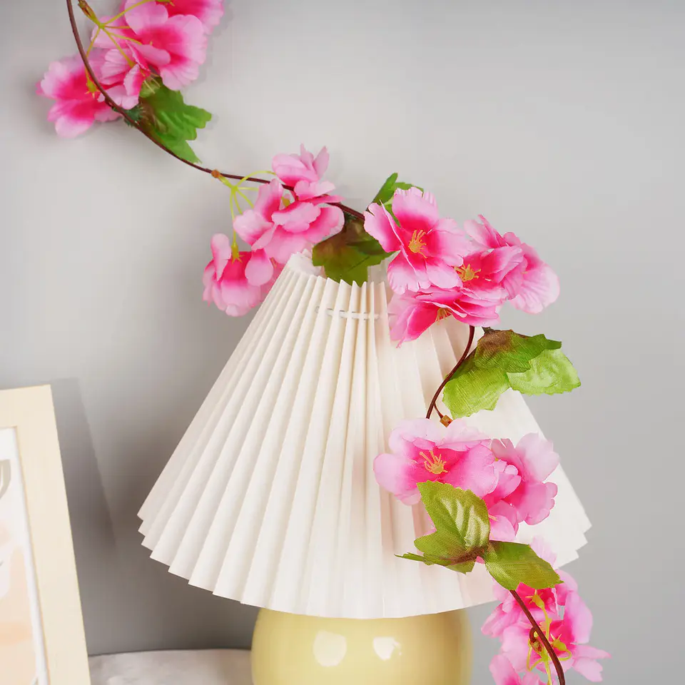 Flores de cerezo artificiales de 2,2 m, enredaderas, flores de seda, guirnalda colgante de ratán Sakura, decoración del jardín del hogar para fiesta de boda 27