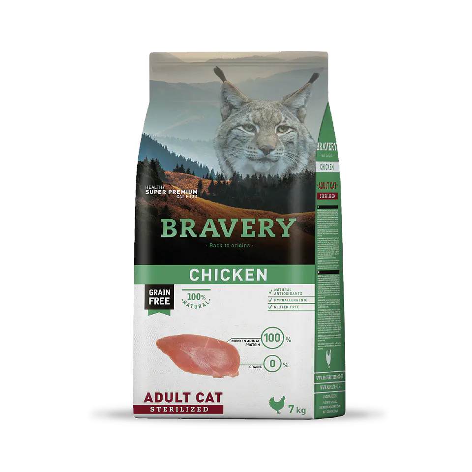 BRAVERY CHICKEN ADULT CAT STERELIZED 7 KG 1