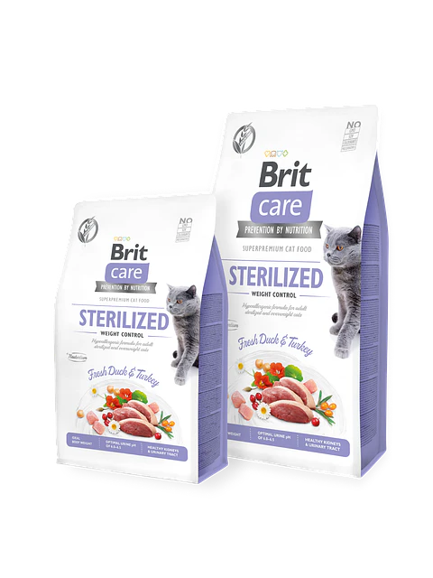BRIT CARE CAT STERILIZED PATO Y PAVO 2 KG