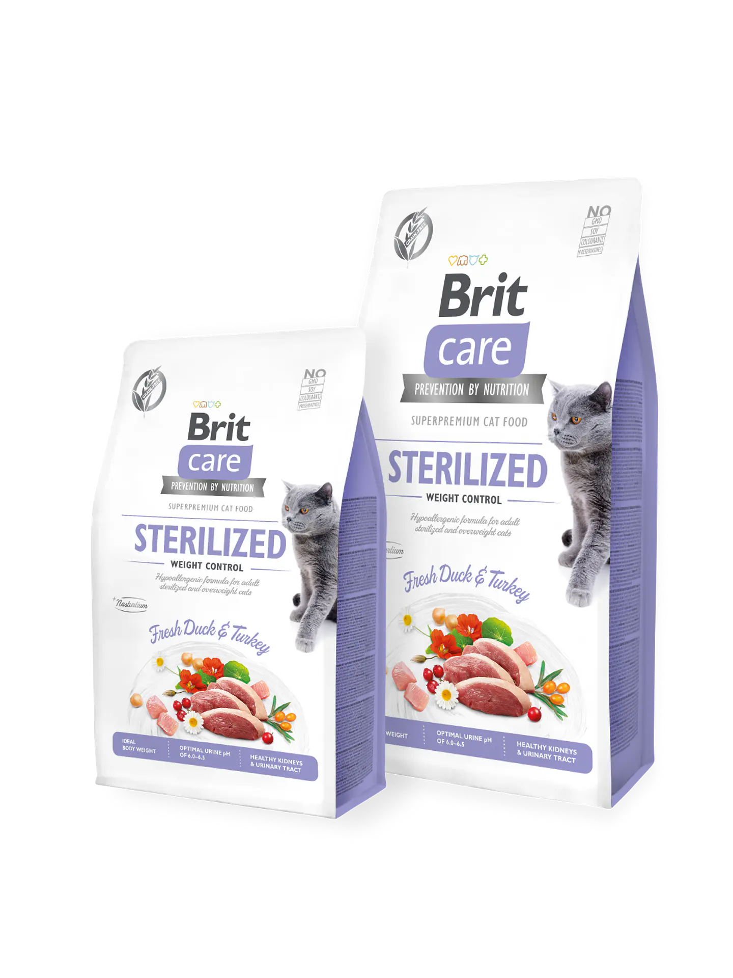 BRIT CARE CAT STERILIZED PATO Y PAVO 2 KG 1