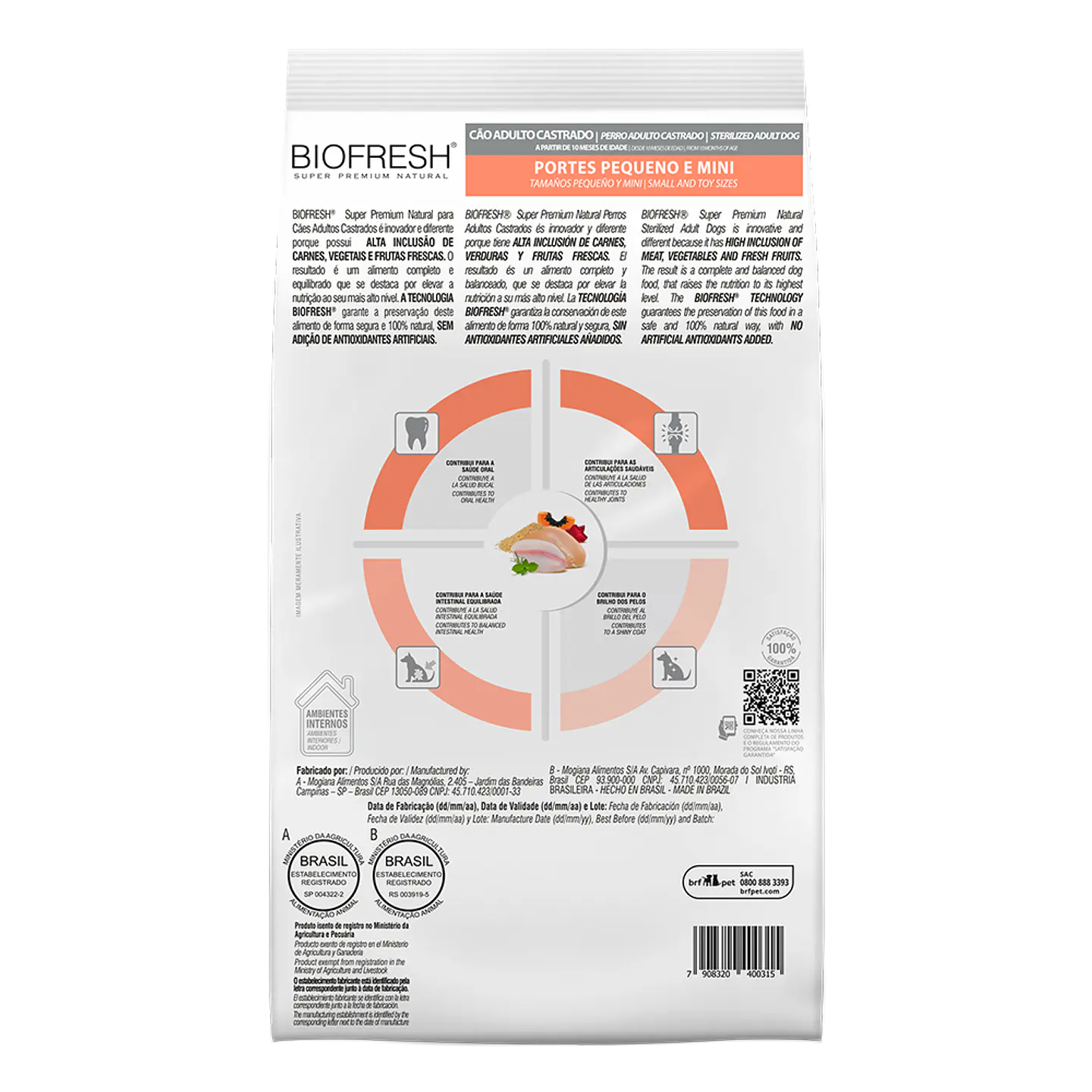 BIOFRESH CASTRADOS ADULTO RAZA PEQUEÑA Y MINI 3 KG 2