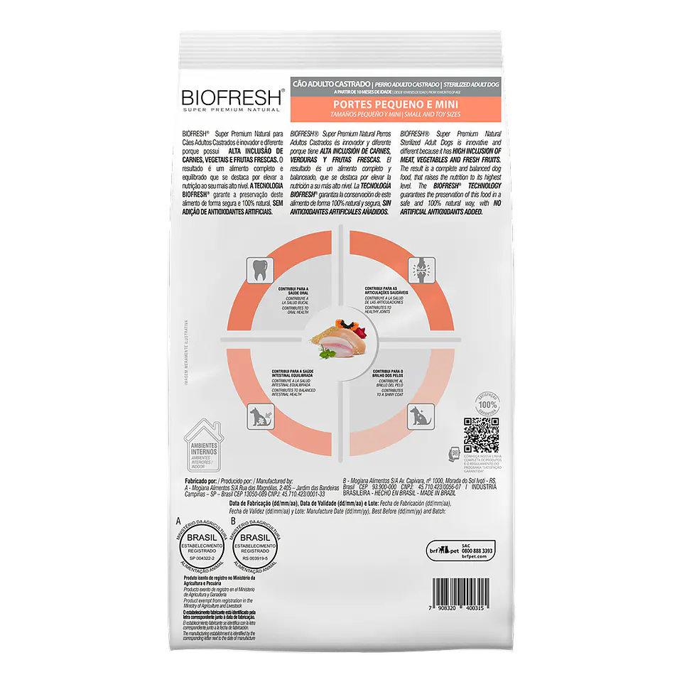 BIOFRESH CASTRADOS ADULTO RAZA PEQUEÑA Y MINI 3 KG 2