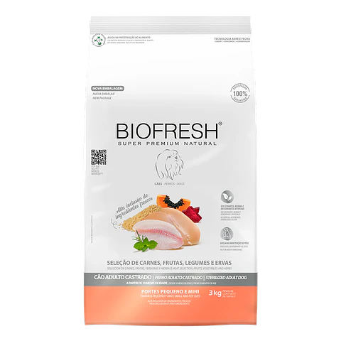 BIOFRESH CASTRADOS ADULTO RAZA PEQUEÑA Y MINI 3 KG