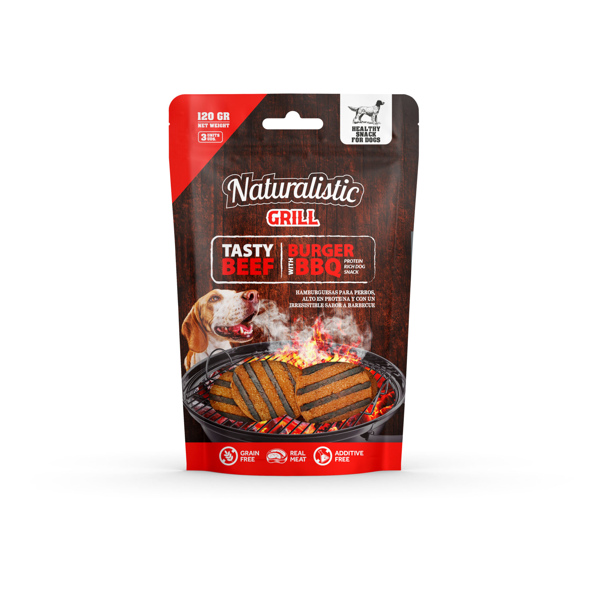 NATURALISTIC TASTY BEEF BURGER WITH BBQ 120 GR 3 UN
