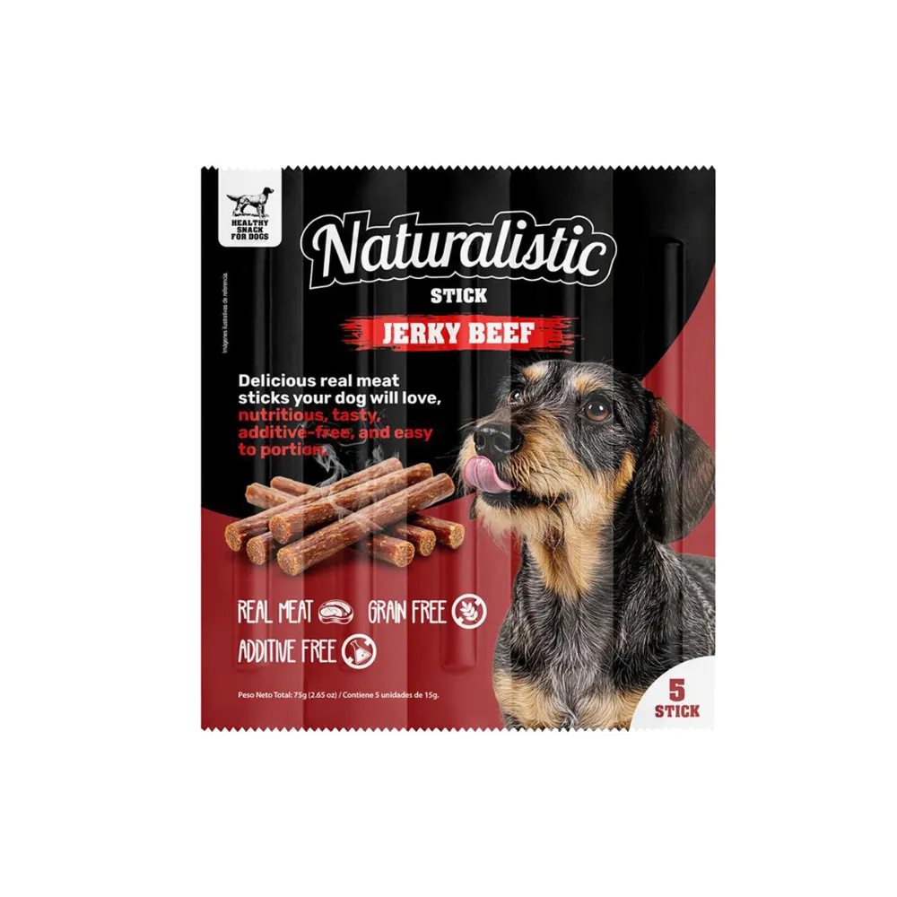 NATURALISTIC STICK JERKY BEEF 5 UNIDADES 75 GR