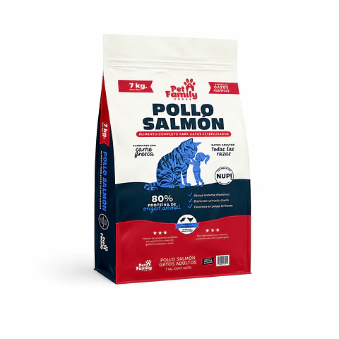PET FAMILY GATO POLLO SALMON 7 KG