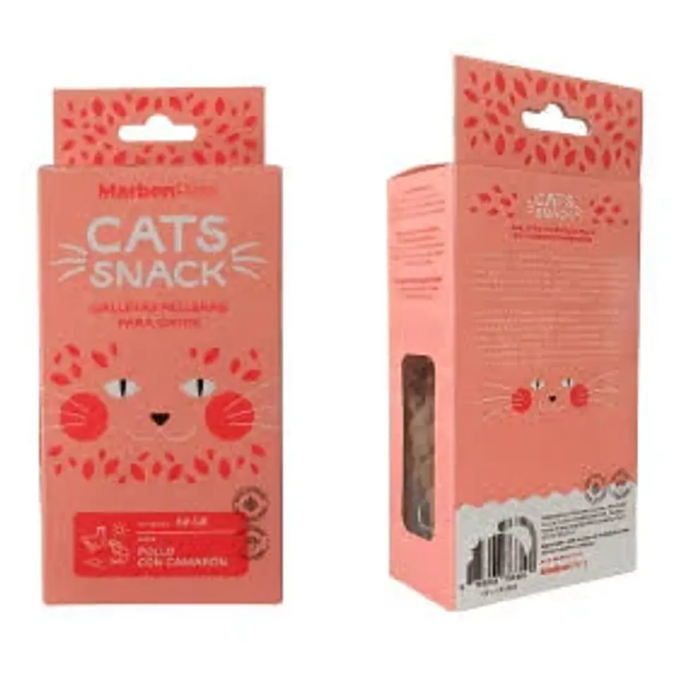 CATS SNACK GALLETAS RELLENAS POLLO CAMARON 80 GR. 1