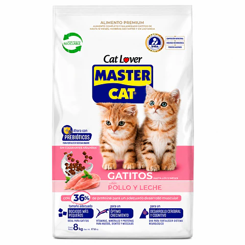 MASTER CAT KITTEN POLLO Y LECHE 8 KG