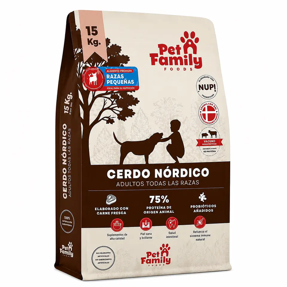 PET FAMILY CERDO NORDICO RAZA PEQUEÑA 15 KG 1