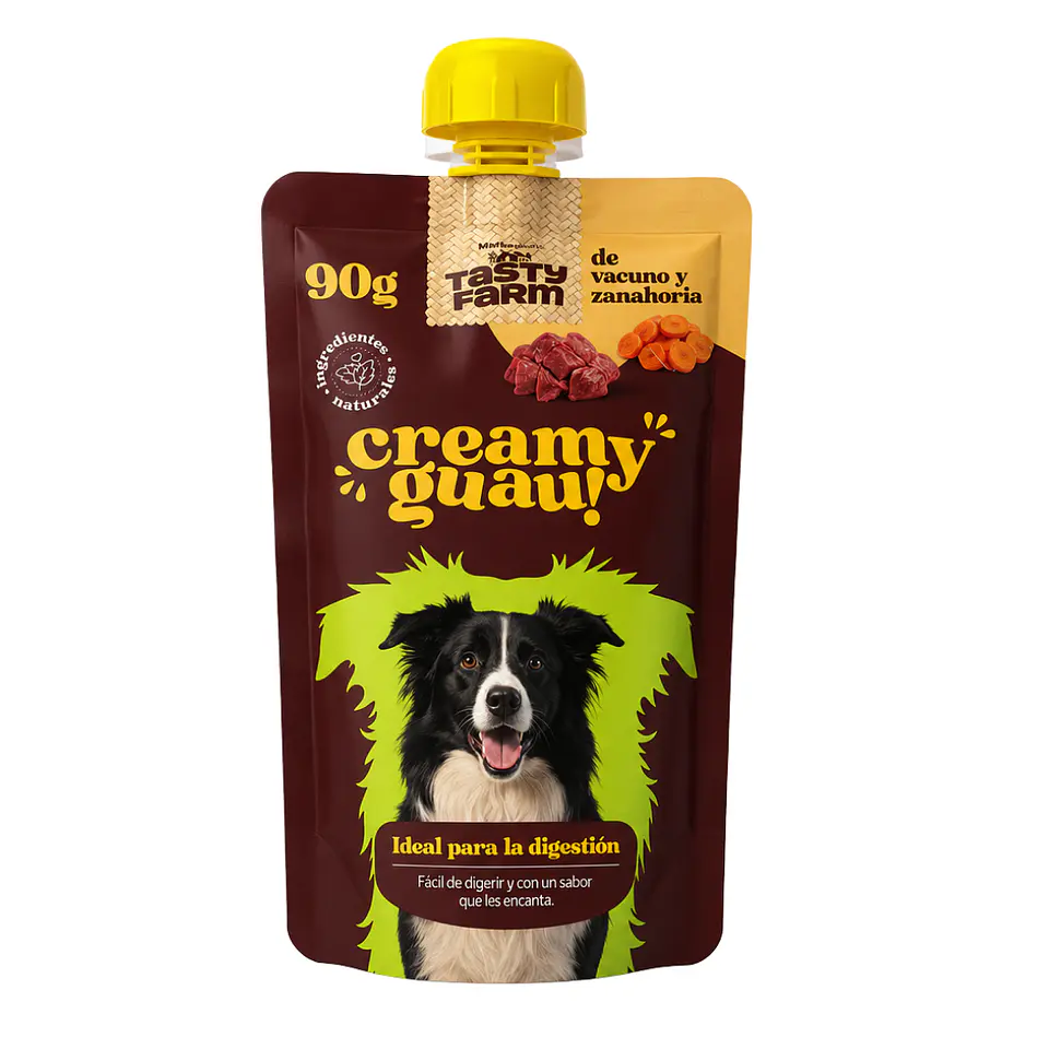 CREAMY GUAU VACUNO Y ZANAHORIA 90 G – TASTY FARM 1