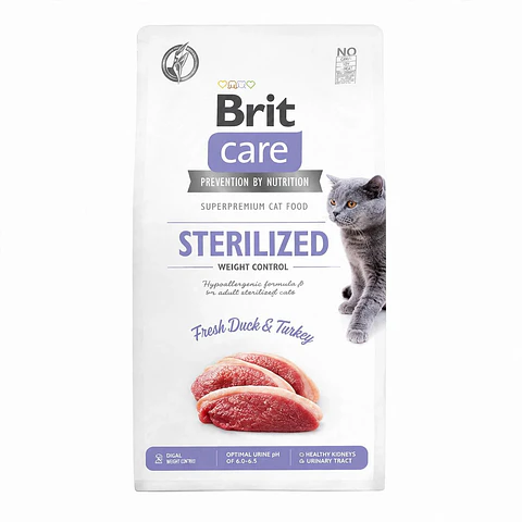 BRIT CARE CAT STERILIZED PATO Y PAVO 2 KG
