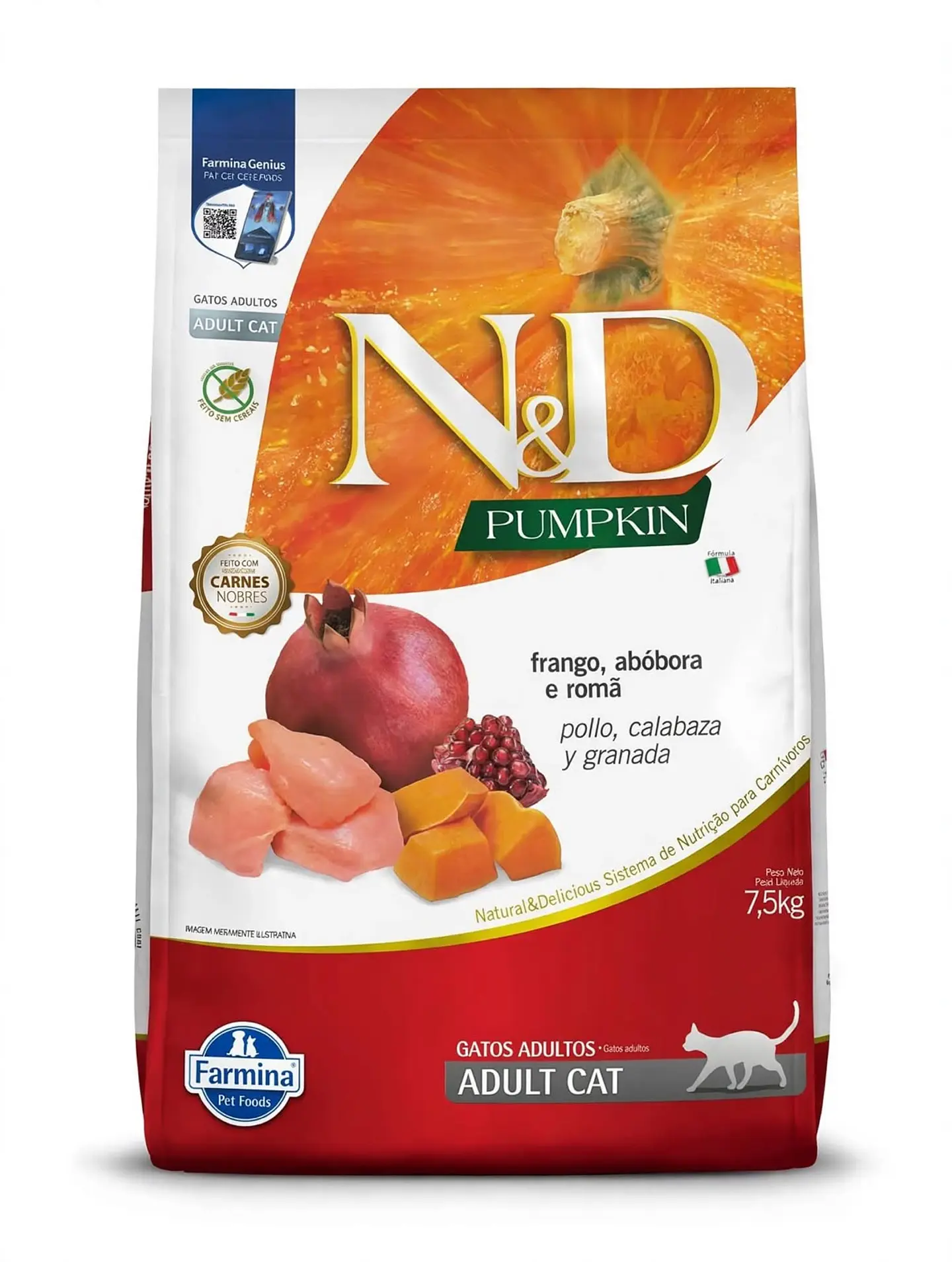 N&D POLLO, CALABAZA, GRANADA GATO ADULTO 7,5 KG 1