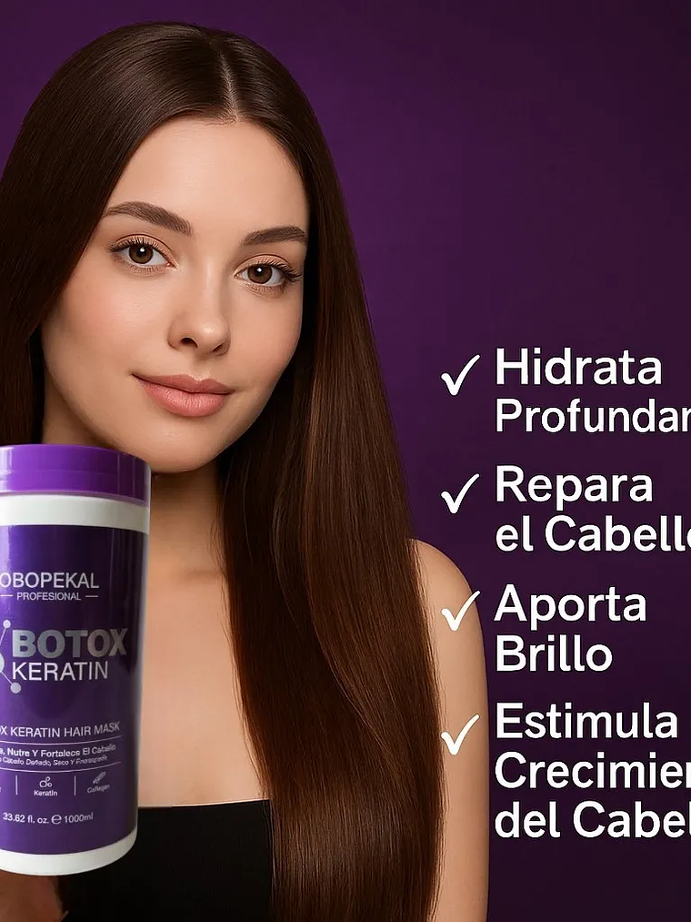 Mascarilla Capilar Botox Keratina Obopekal Hidratante 1000ml 2