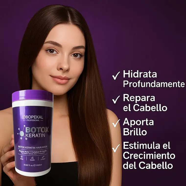OBOPEKAL® Mascarilla Capilar Botox Keratina Hidratante 1000ml 2