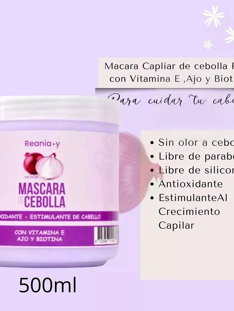 Mascara Crema Capilar De Cebolla Anticaida Biotina Vit E Ajo 2