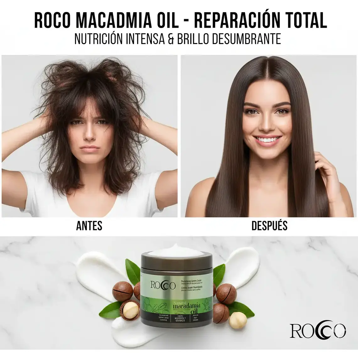  ROCCO® Crema Capilar Cabello Natural Macadamia Oil 500ml 3