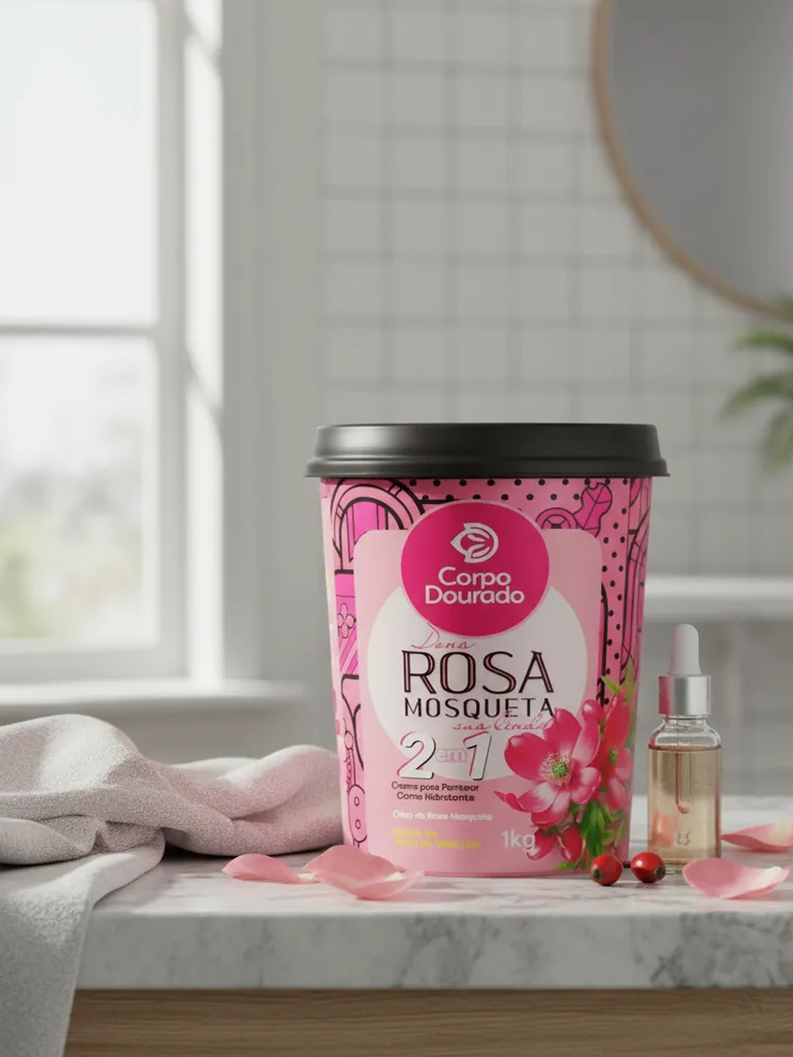 Crema Brasileña Brillo Y Sedosidad Aceite Rosa Mosqueta 1kg 3