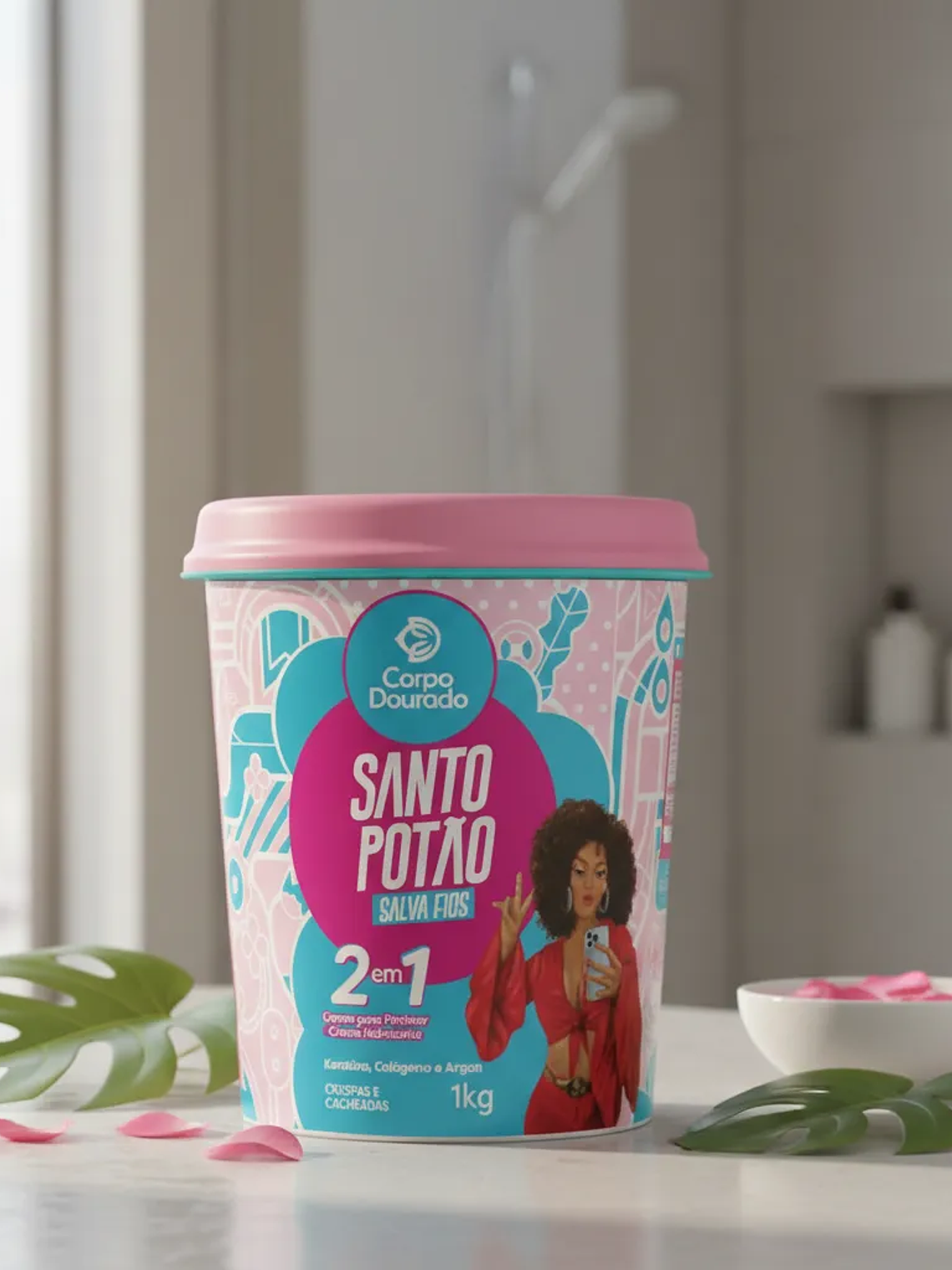 Crema Santo Potao 2 En1 De Colágeno Hidrata Corpo Dourado 1k 1