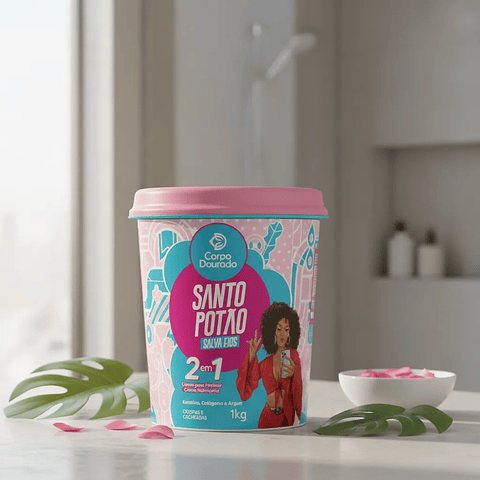 Crema Santo Potao 2 En1 De Colágeno Hidrata Corpo Dourado 1k