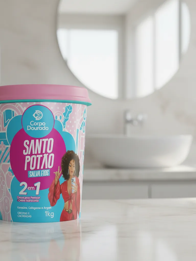 Crema Santo Potao 2 En1 De Colágeno Hidrata Corpo Dourado 1k 2