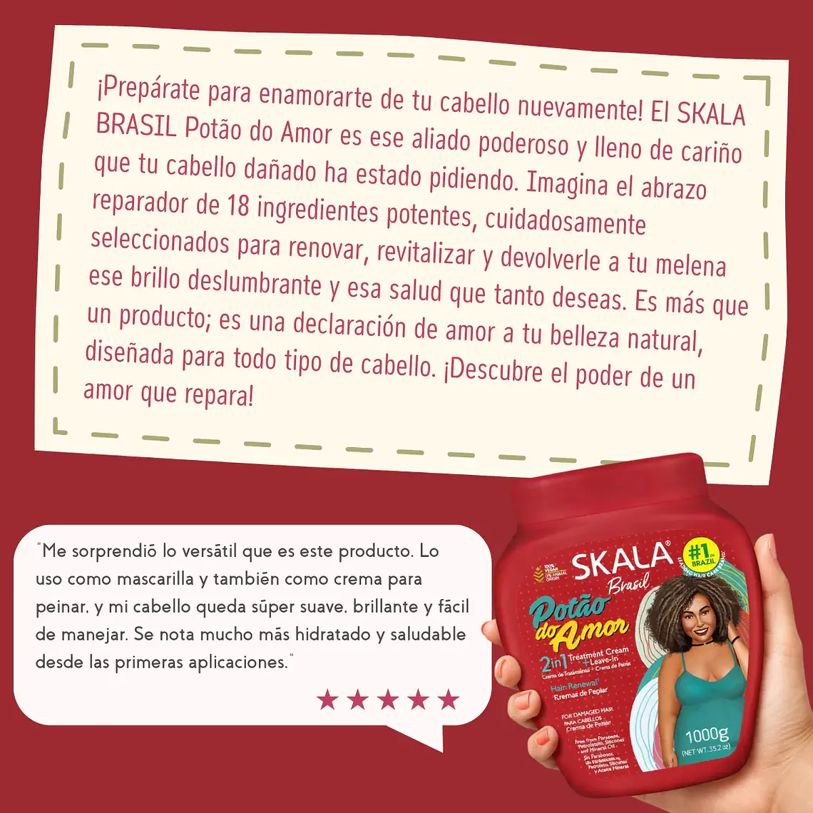 SKALA Crema Potao Do Amor Máscara Vegana  Peinar Dañado 2en1  / 1kg 4