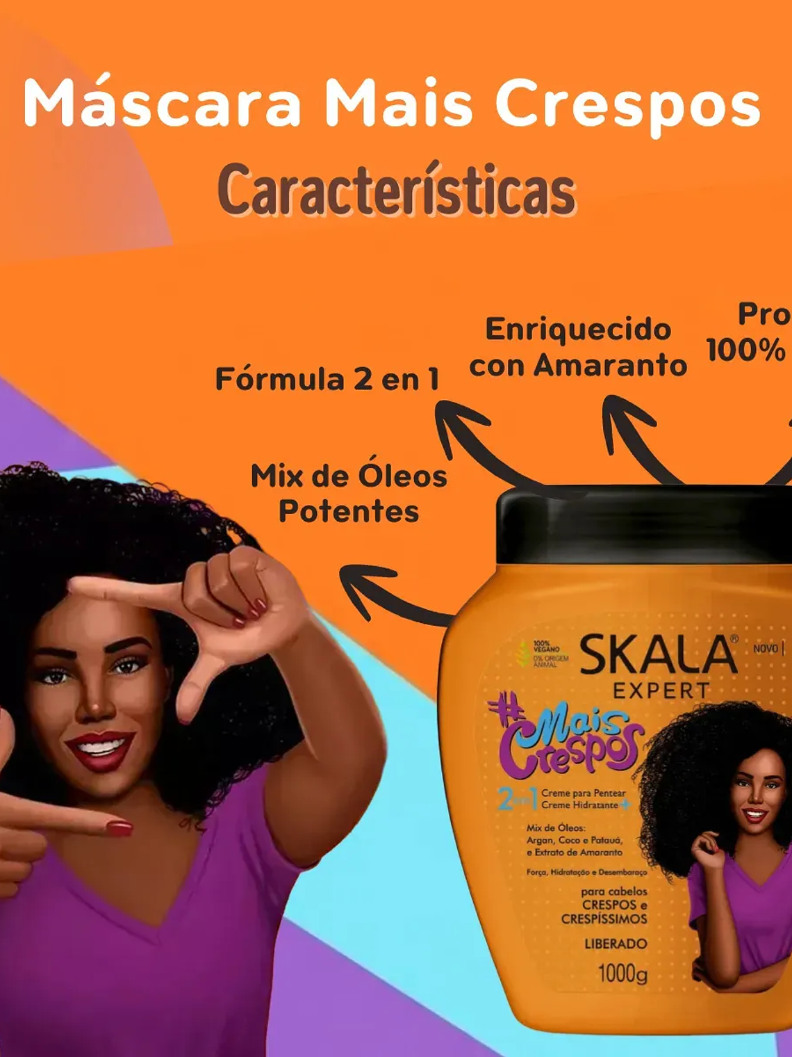 Skala máscara mais crespos Cabello Rizado Y Ondulado 2 En 1 Skala 1k 2