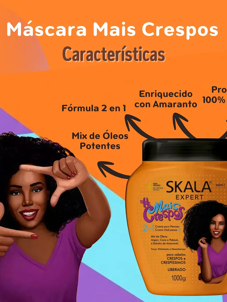 Skala máscara mais crespos Cabello Rizado Y Ondulado 2 En 1 Skala 1k 2