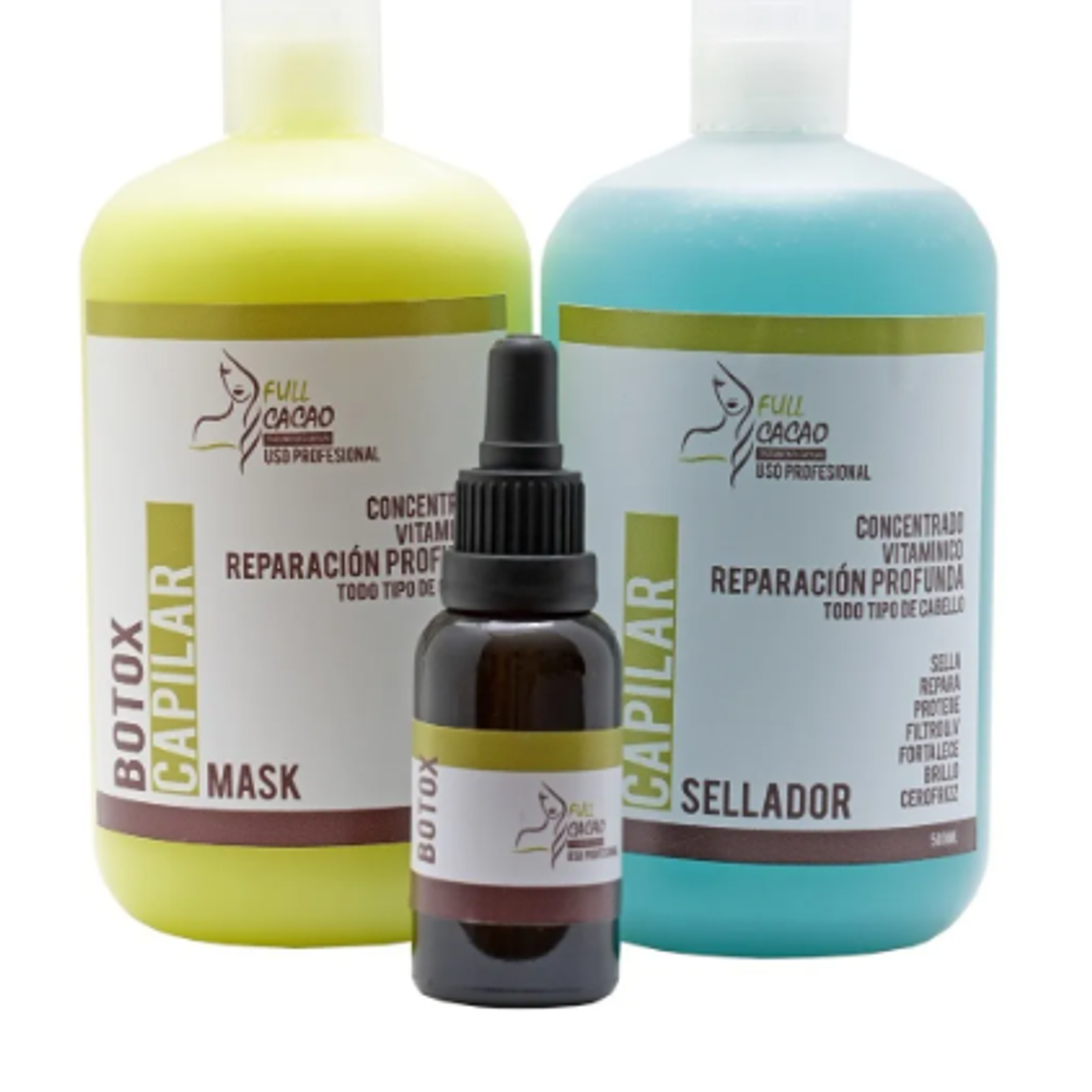 Kit Bótox Tratamiento Capilar (3 Pasos) Fullcacao 500ml 1