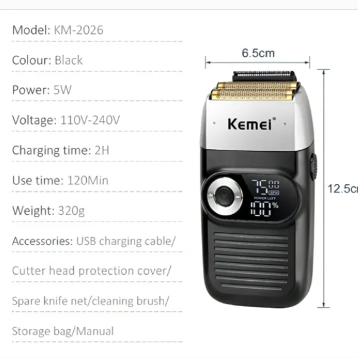 Kemei® Km-2026  Máquina Afeitadora 110v/240v 2
