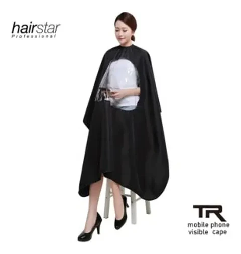 Capa De Barbero Y Peluquería Con Visor (negra Y Blanca)