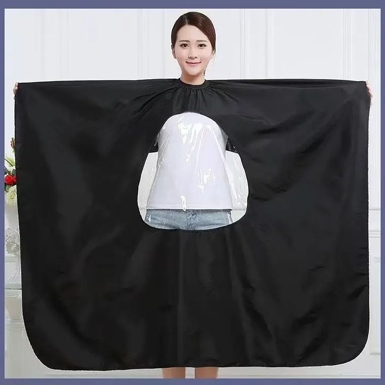 Capa De Barbero Y Peluquería Con Visor (negra Y Blanca) 2