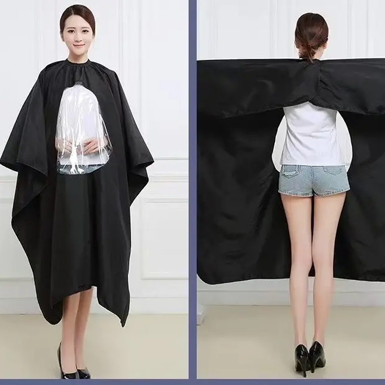 Capa De Barbero Y Peluquería Con Visor (negra Y Blanca) 3