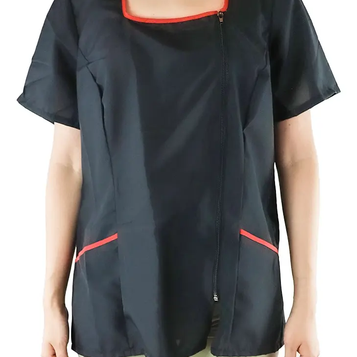 Delantal Capa De Peluquería Negra Con Cierre 1