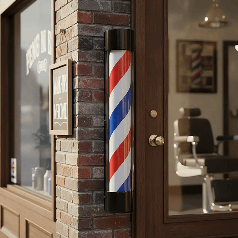 Letrero Giratorio Luminoso 90x15cm Para Barbería Negro