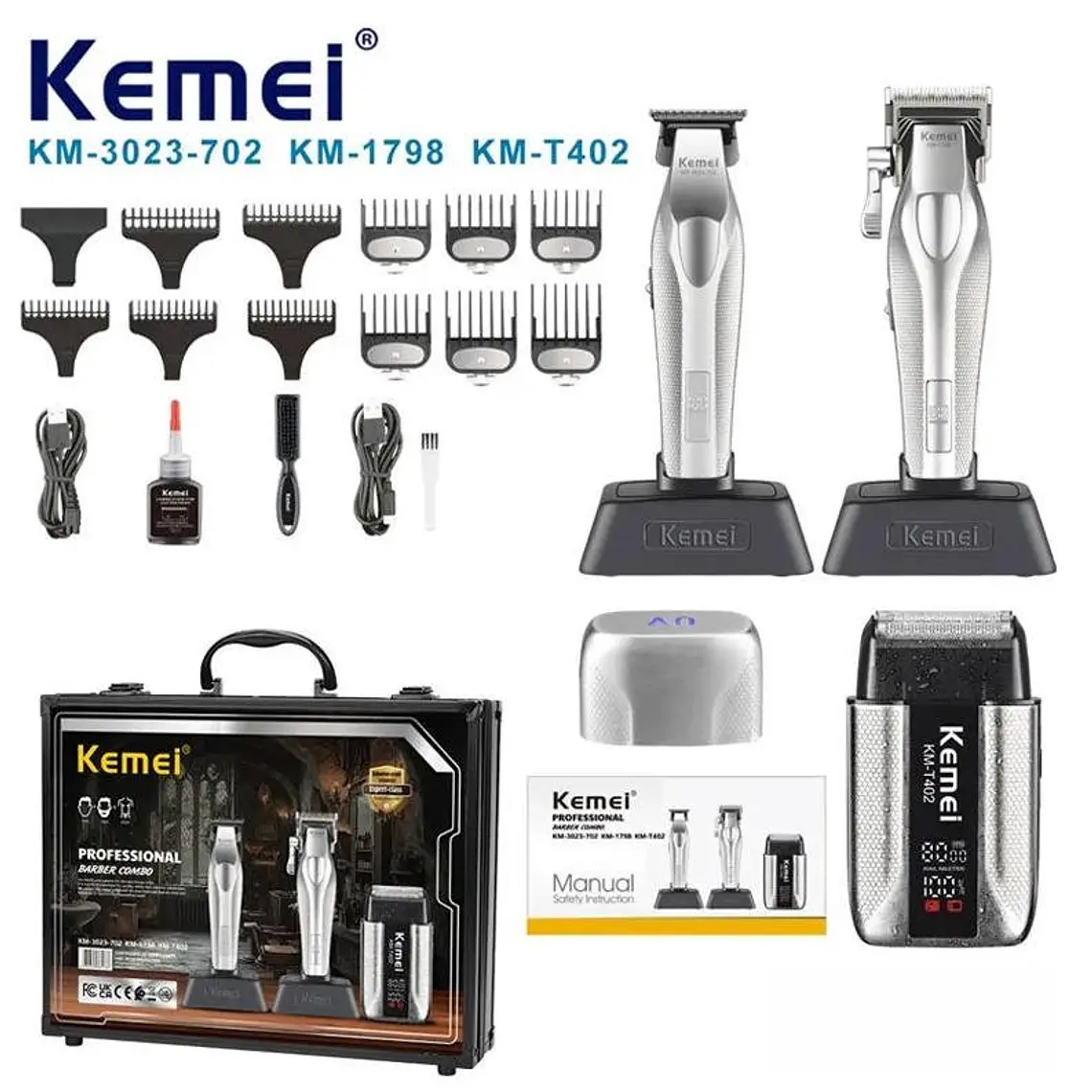 Kemei ® Kit Maquina De Corte Barber KM-702/KM-1798/KM-402 1