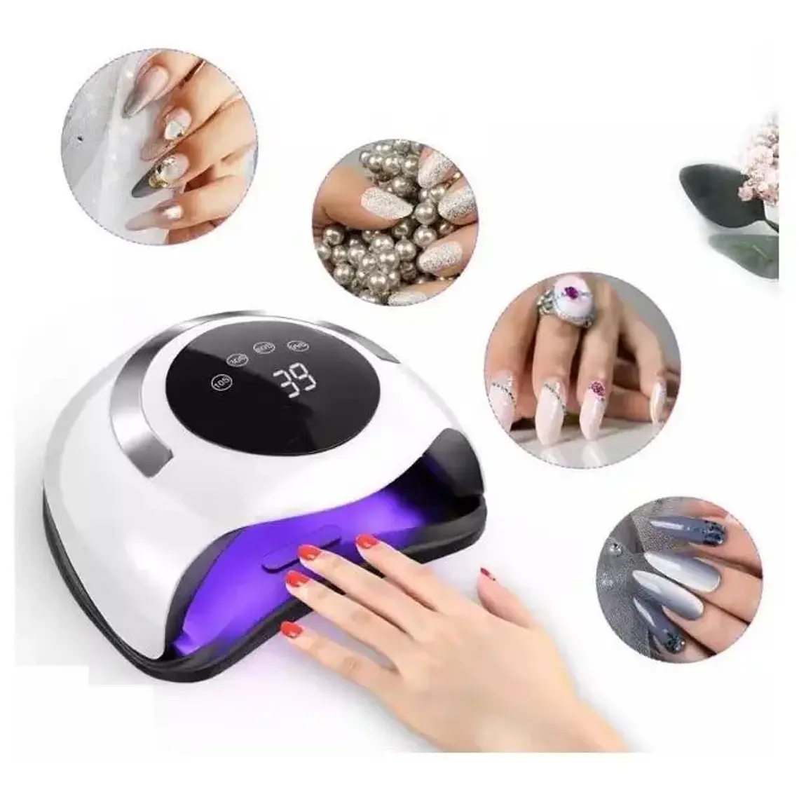 Lámpara Led UV Nailstar 120W Uñas Gel Permanente Blanco Con Timer 4