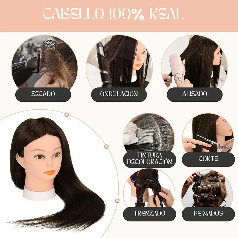 Cabeza Estudio 100% Natural 60cm Con Pedestal 3