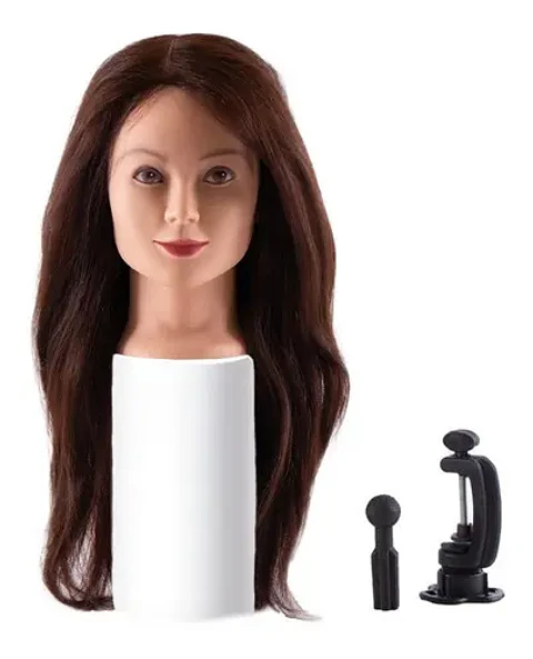 Cabeza De Práctica Peluquería 80% Natural 60cm Con Pedestal