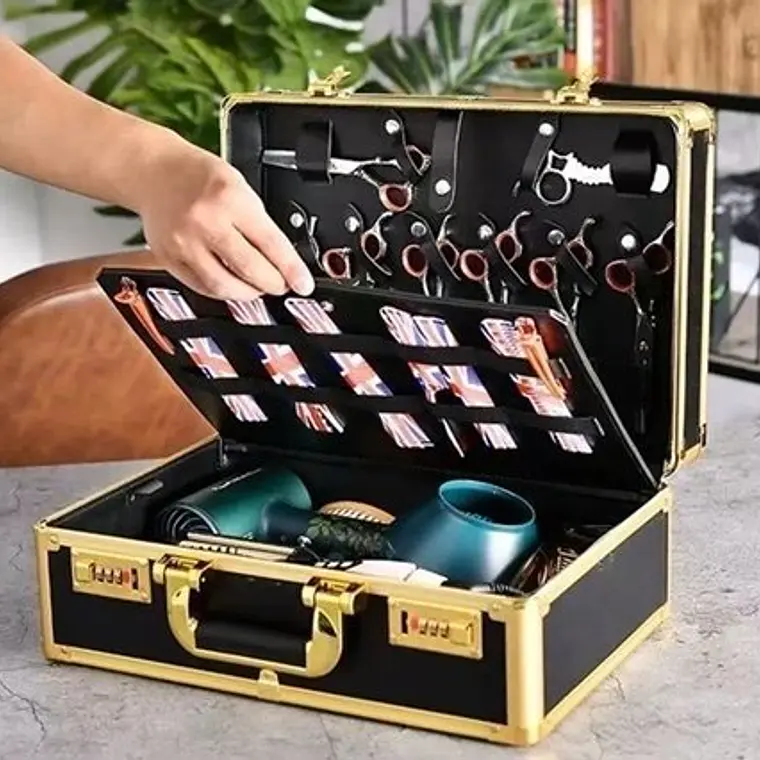 Estuche Maleta Para Barbero Color Dorado 3
