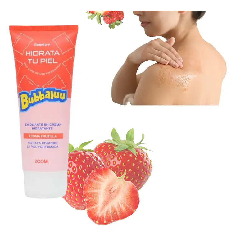 Bubbaluu® Crema - Exfoliante /hidrata Dejando La Piel Perfumada Frutilla 1