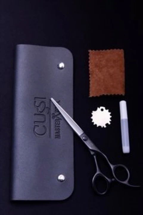 Cussi Tijera Microdentada Profesional 6.0 Estilista, Barber Negro Con plata ML03H-60L
